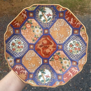 8.5&quot; Vintage Chinese Polychrome Enamel Painted Porcelain Plate Dish