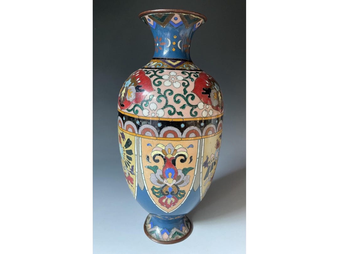 素晴らしいアンティークの日本製 明治時代 19世紀 七宝焼き花瓶