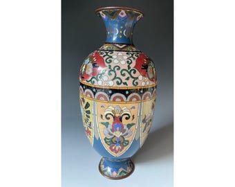 素晴らしいアンティークの日本製 明治時代 19世紀 七宝焼き花瓶