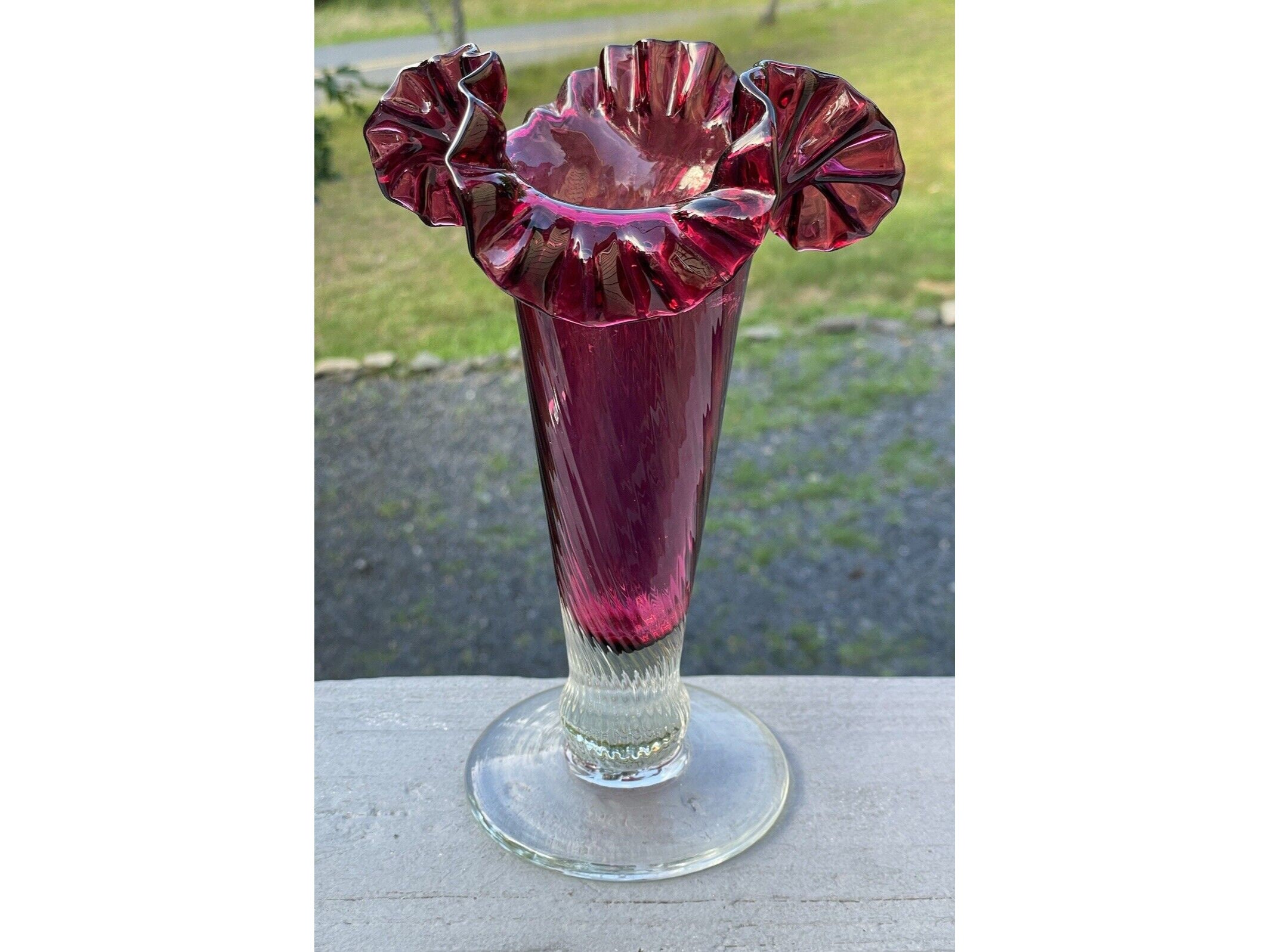 8-7/8 アンティーク ヴィンテージ 20 世紀 クランベリー & クリア