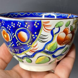 アンティーク 1820 年代 イングランド スタッフォードシャー 陶器 派手なオランダのカップ & ソーサー ティーカップ