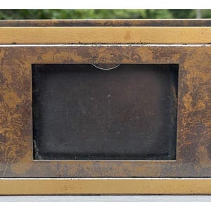 Art Deco Bronze Silver Crest Desk Caddy Organizer Business Card Letter Holder