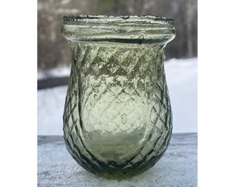 Antique 19th C. Victorian Green Glass Shield Crest Christmas Candle Fairy Light