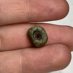 1/2&quot; Pre-Columbian Green Hardstone Bead Jewelry Ancient Artifact Stone
