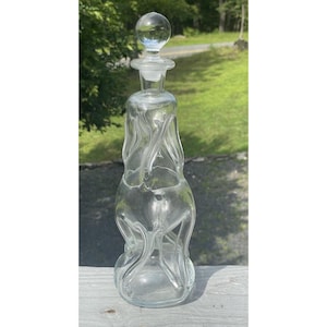 12&quot; Holmegaard Copenhagen Denmark Hand Blown Kluk Glug Twisted Glass Decanter
