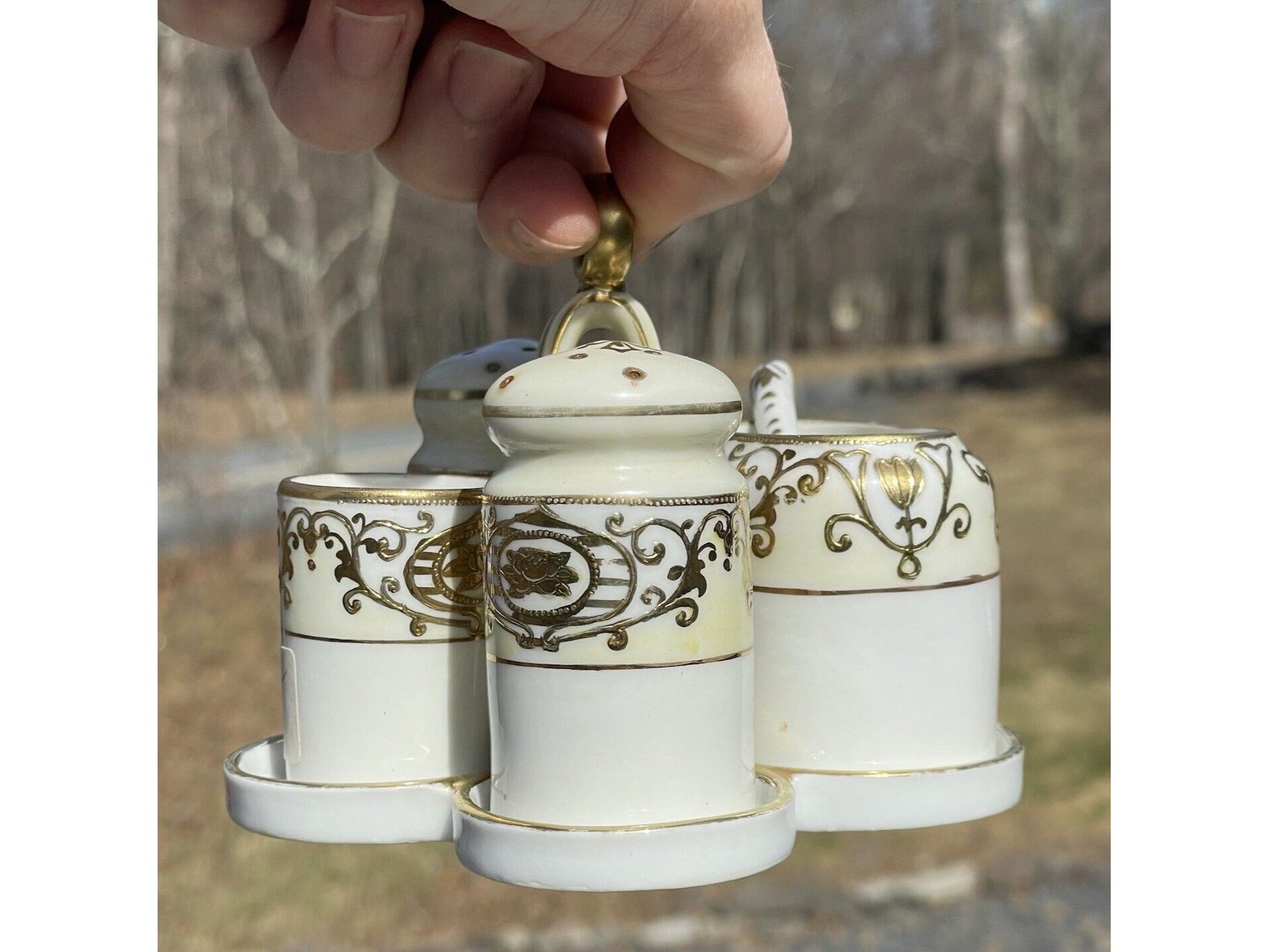 RARE Antique Noritake 43061 Japanese Porcelain Caster Set