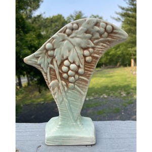 Retro McCoy Art Pottery Grapes 1930s 1940's Vase Vintage Deco Modern