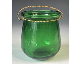Vintage 20th C India Green Glass Christmas Hanging Fairy Illumination Light Lamp