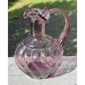 RETRO 20th C. Fenton Purple Amethyst Glass Pitcher Vintage American Art