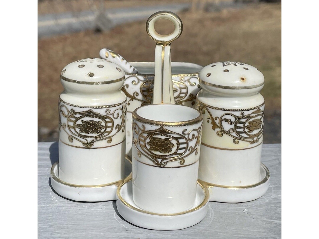 RARE Antique Noritake 43061 Japanese Porcelain Caster Set