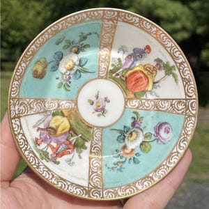 Antique 19th C. Meissen / Helena Wolfson &#39;Augustus Rex&#39; Porcelain Saucer Blue