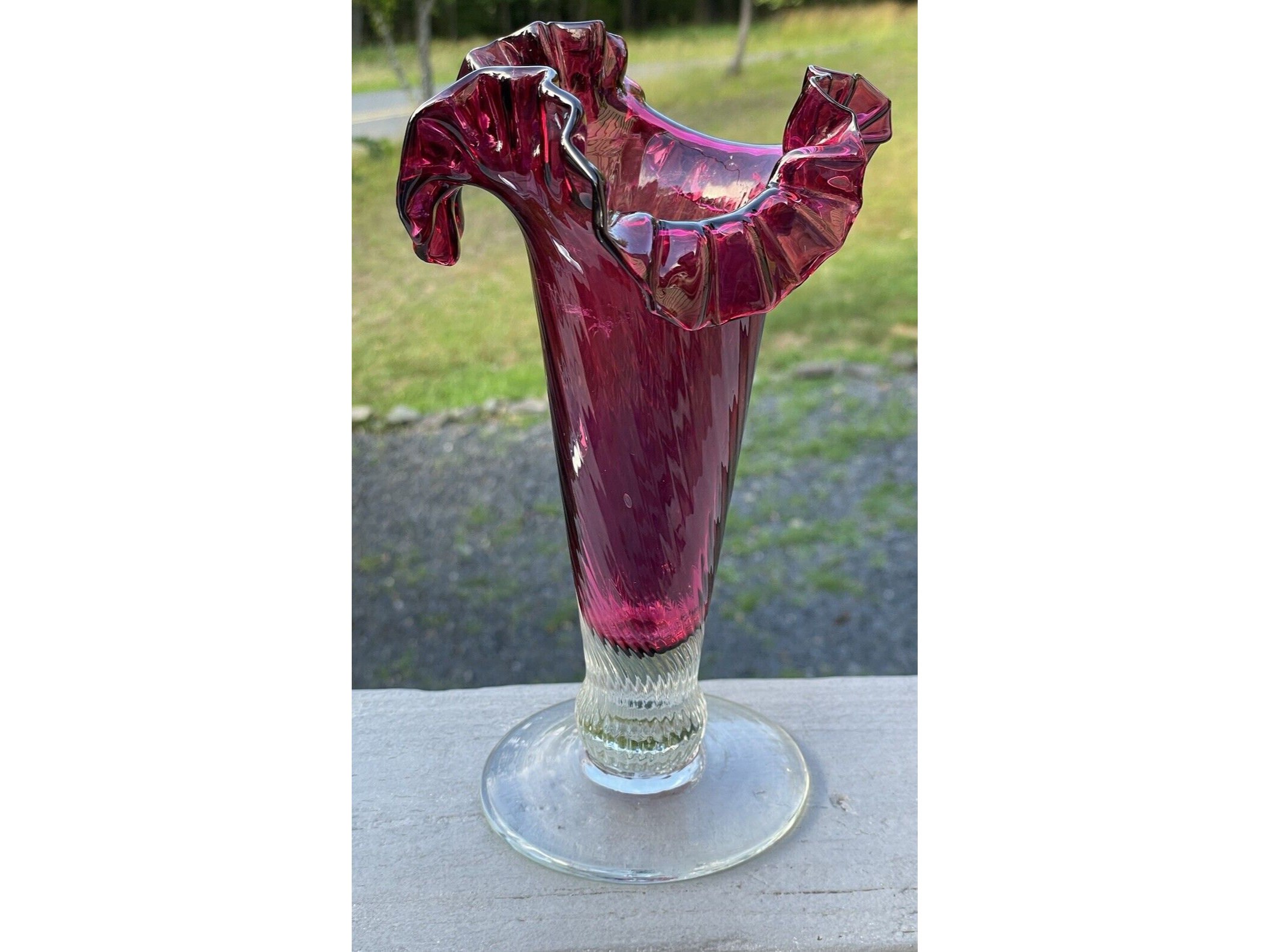 8-7/8 アンティーク ヴィンテージ 20 世紀 クランベリー & クリア