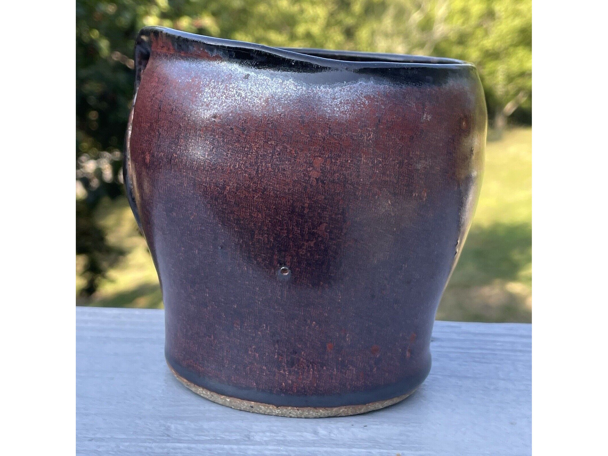 Vintage Studio Art Pottery Ceramic Glazed Vase Planter Signed Red Black ...