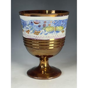 Antique English Copper Lustre Luster Goblet Cup 19th C. Ceramics