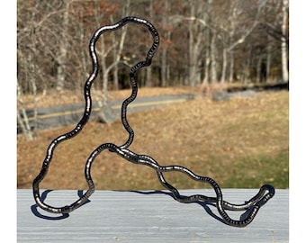 Colar Articulado Brutalista de 17" Modernista Pulseira de Serpente de Metal Prateado