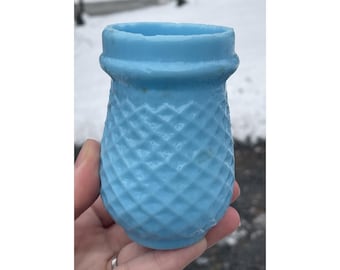 Antique Victorian Blue Milk White Glass Christmas Fairy Illumination Light 1800s