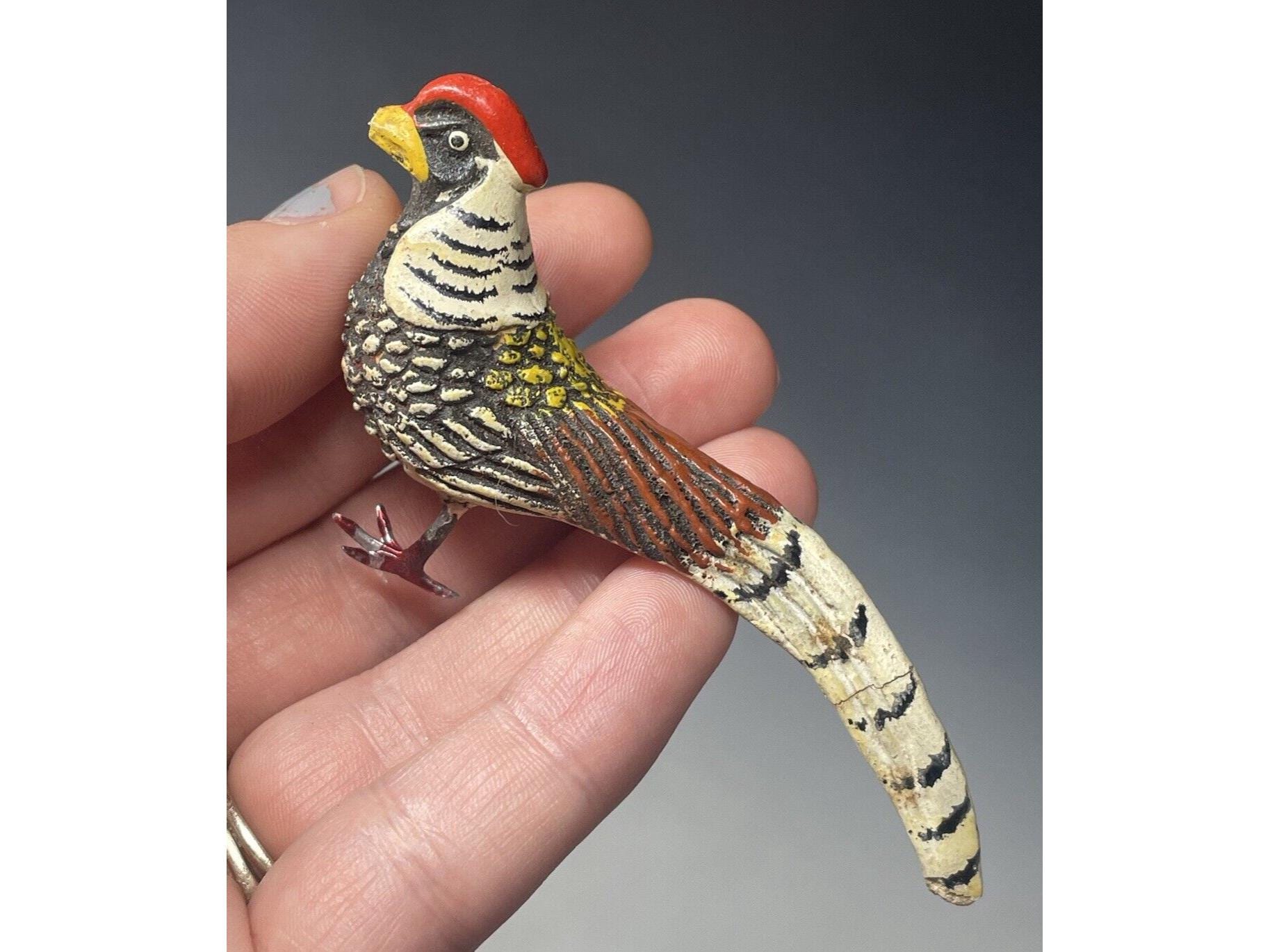 Antique 1920s Putz Erzgebirge German Handmade Plaster Pheasant