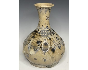 FINO Antigo Século XV Tailandês Sawankhalok Flora Underglaze Stoneware Pêra Vaso