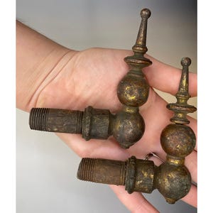 Pair of Antique Brass Metal Gas Lamp Architectural Victorian Hardware Lighting