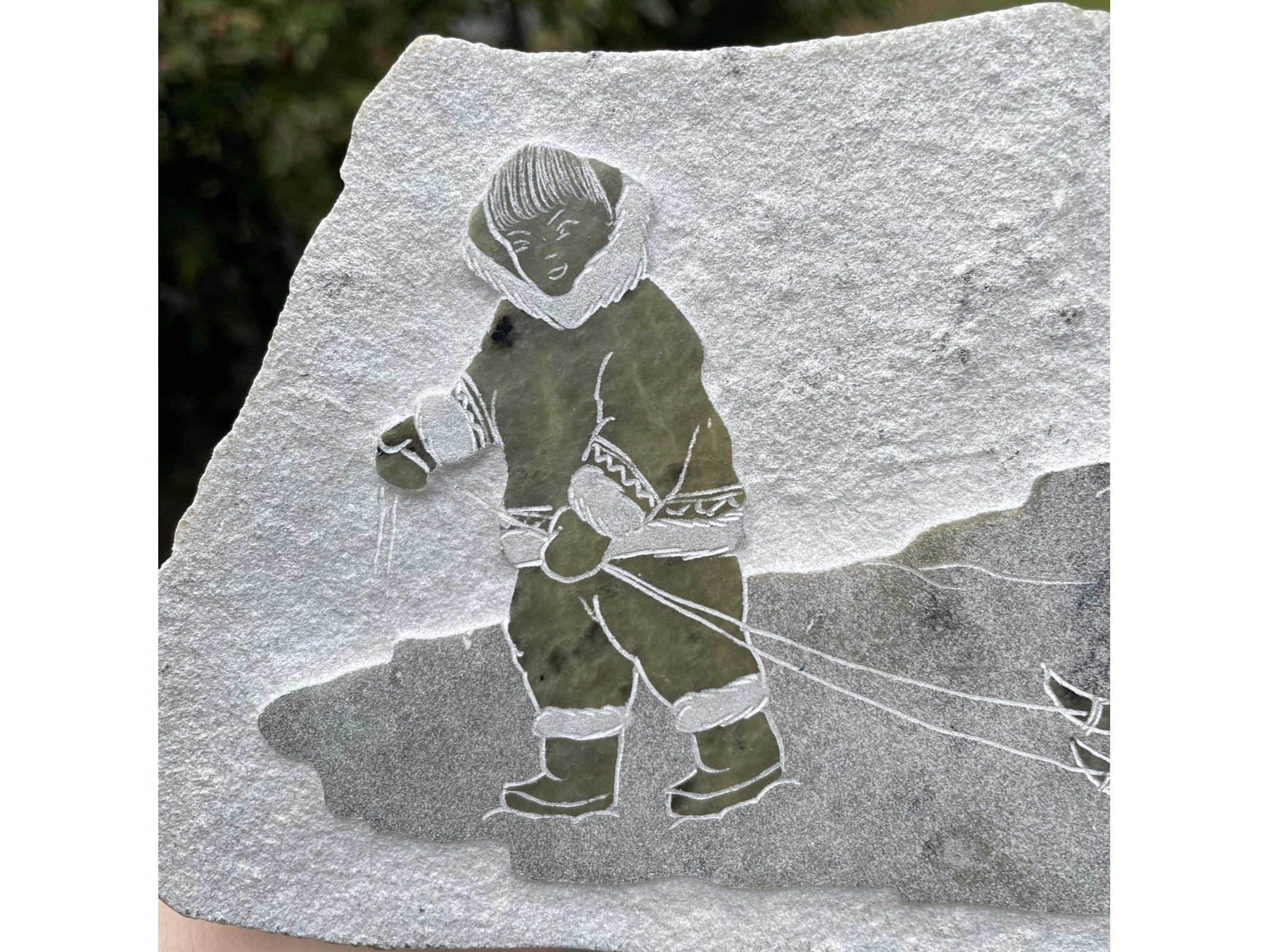 Vintage Hand Carved Soapstone Inuit Native Art Wall Plaque Artisan