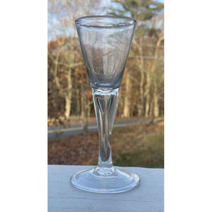 Antique English Georgian Glass Illusion Bubble Teardrop Stem 18th C. 1700&#39;s