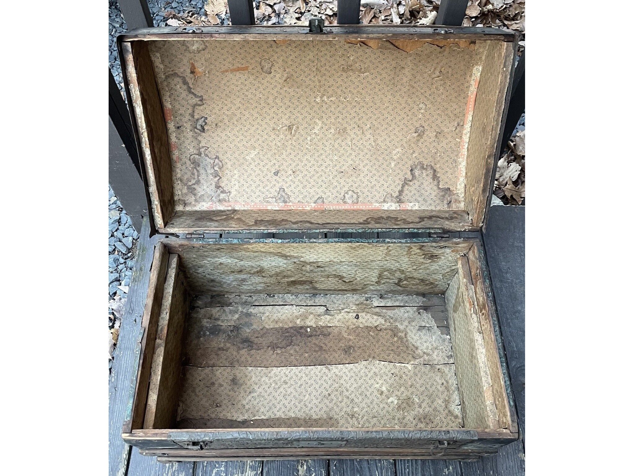 Antique 19th C. Victorian Dome Topped Tooled Leather Steamer Trunk ...