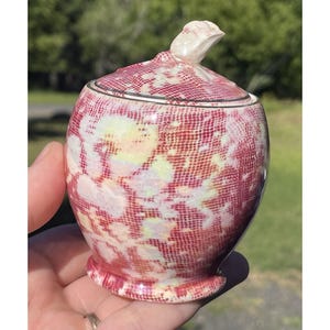 Pot de moutarde au miel Royal Minton sérigraphié Rose Flower Antique