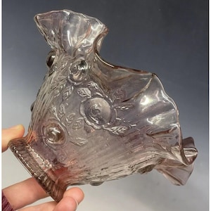 Vintage Fenton Glass Mauve Pink Amethyst Rose Fairy Lamp Shade Only Mid-Century
