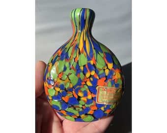 Frasco de rapé de vidrio soplado a mano estilo bávaro alemán retro vintage.