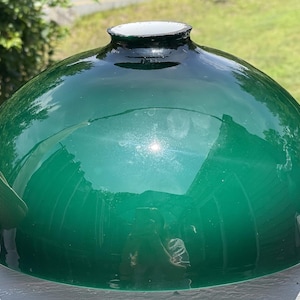 Antique Emeralite Cased Emerald Green Dome Glass Lamp 10&quot; Shade ~2.25&quot; Fitter