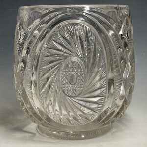 Antique EAPG Three Mold Victorian Flint Pressed Glass Jar Vase 19th C. American