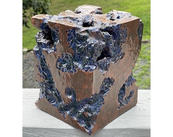 Amazing Unique Vintage MCM Redware Pottery Cube Cuboid Studio Sculpture Retro