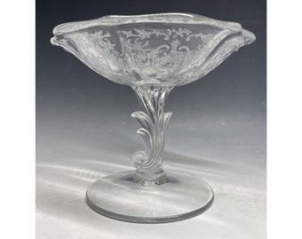 Antique - Vintage Early 20th C. Fostoria Navarre Glass Compote Footed Dish