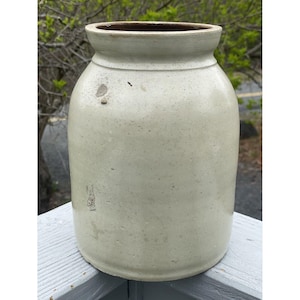 Antique Primitive Stoneware Salt Glazed Jar Crock Rustic Farmhouse Decor