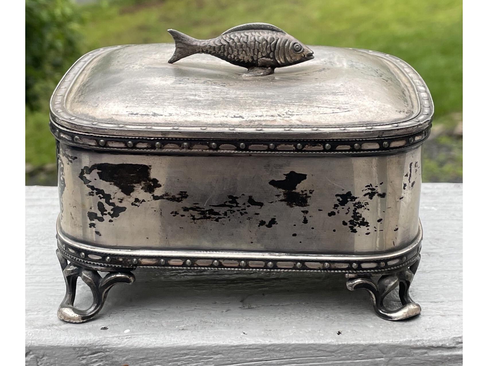 RARE Antique Victorian Meriden Silver Plate Sardine Box Server Fish Lid  Footed - Etsy