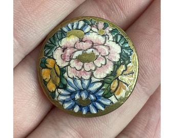 Antique - Vintage Japanese Satsuma Millefiori Pottery Ceramic Button Hand Paint