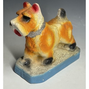 Antique - Vintage Carnival Prize Chalkware Scottish Terrier Dog Sculpture