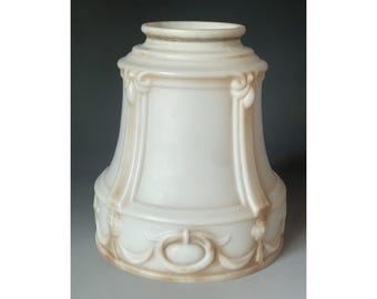 Antik mjölkglas Swag & Ringar 2-1/4" Fitter Lampskärm Viktoriansk Ljusdekor