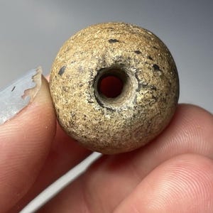 LARGE 7/8&quot; Pre-Columbian Hard Stone Bead Conical Drilling Ancient Jewelry Art