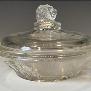 Antique EAPG - Gillinder & Sons &quot;Lion&quot; Childs Butter Dish 19th C. American Glass
