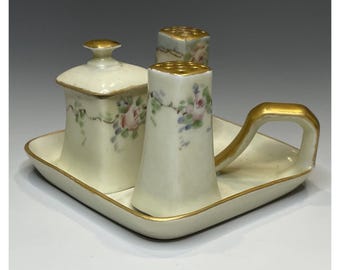 Antique - Vintage Limoges Porcelain Limousine French Porcelain Condiment Server