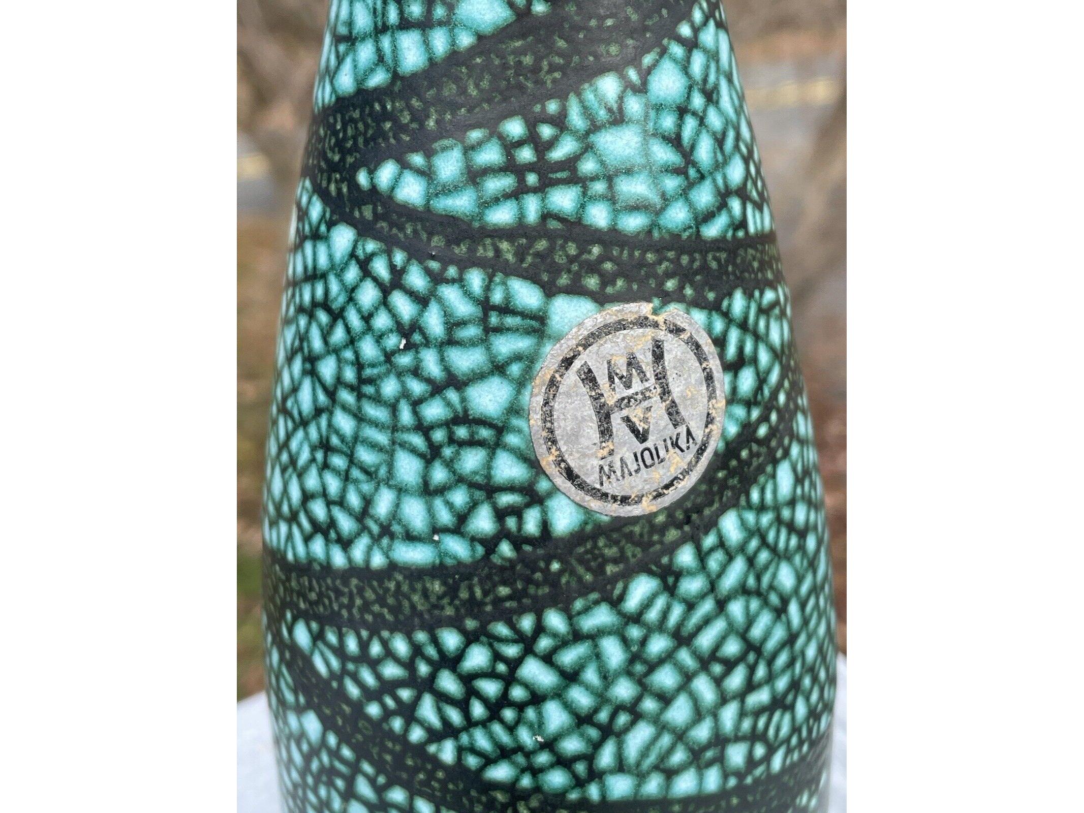 Vintage HMV Hungarian Majolika Majolica Ceramic Turquoise Crackle