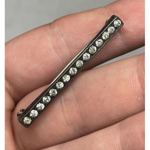 Antique Victorian - Edwardian Sterling Silver Paste Crystal Bar Brooch Pin