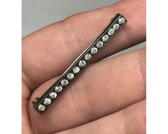 Antiek Victoriaans - Edwardiaans brochespeld van sterlingzilver met plakkristallen