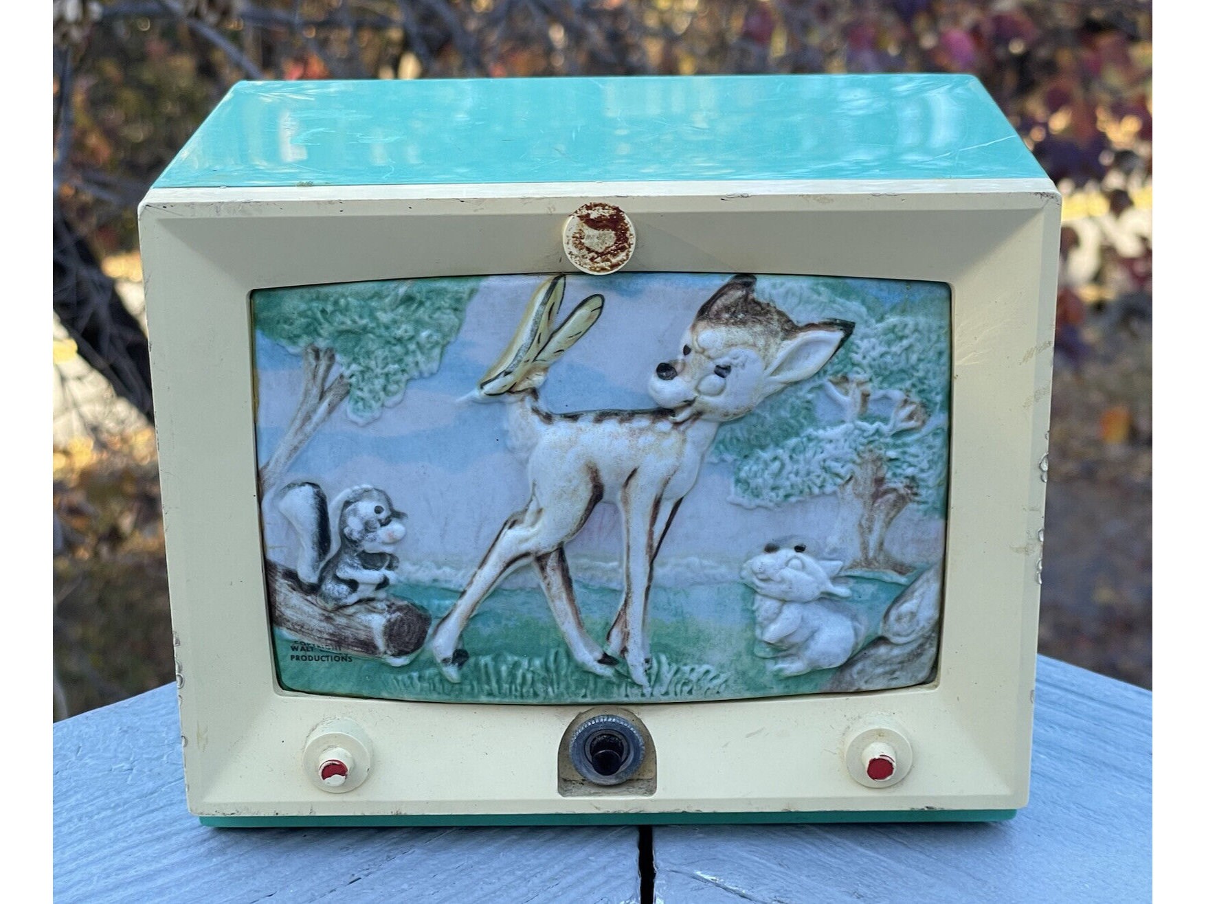 ディズニーアンティークボックスバンビDisneyBambiレトロantique RARE VINTAGE Walt Disney Bambi,Flower, Friend Owl,Thumper