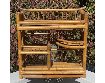 Vintage Mid-Century Modern Bamboo Small Shelf Retro Bohemian