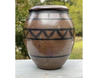 20th C. Retro Mid-Century Salzglasierte Steinzeug Vase 1970er Jahre Studio Art Handmade