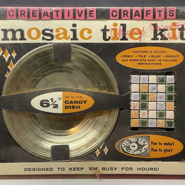 Mid-Century Modern NOS Vintage Mosaic Tile Kit Children's Arts Crafts Toy