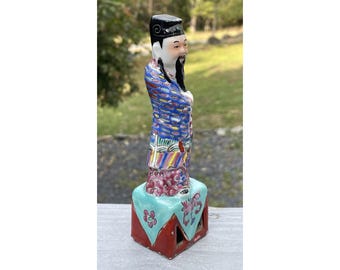 Antique Art Deco Chinese Porcelain Famille Rose Hand Painted Immortal Figurine
