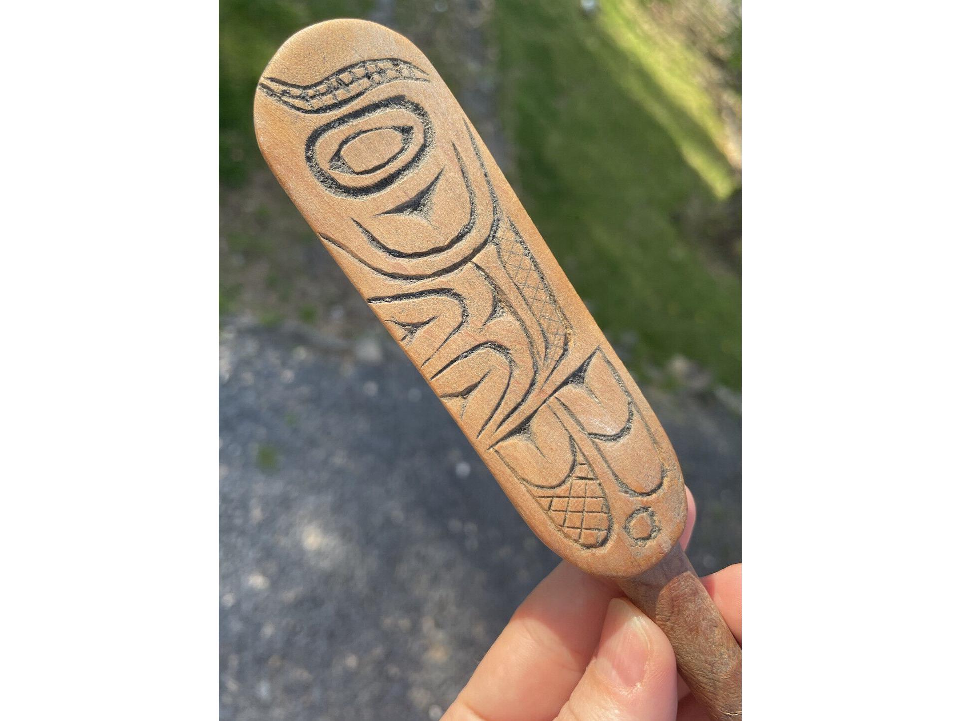 Native American Sponge Antique Northwest Coast Native American Carved Wooden Soapberry Spoon ...
